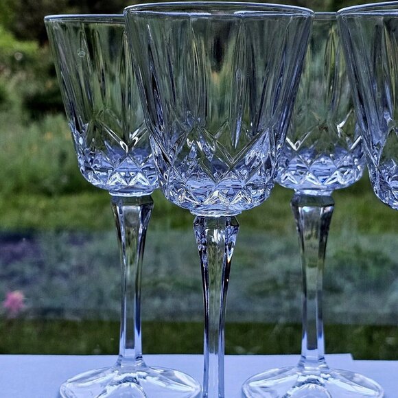 Block Olympic Crystal Wine Glasses 7.25" vtg square bowl fine cut glass (4) - Picture 7 of 10